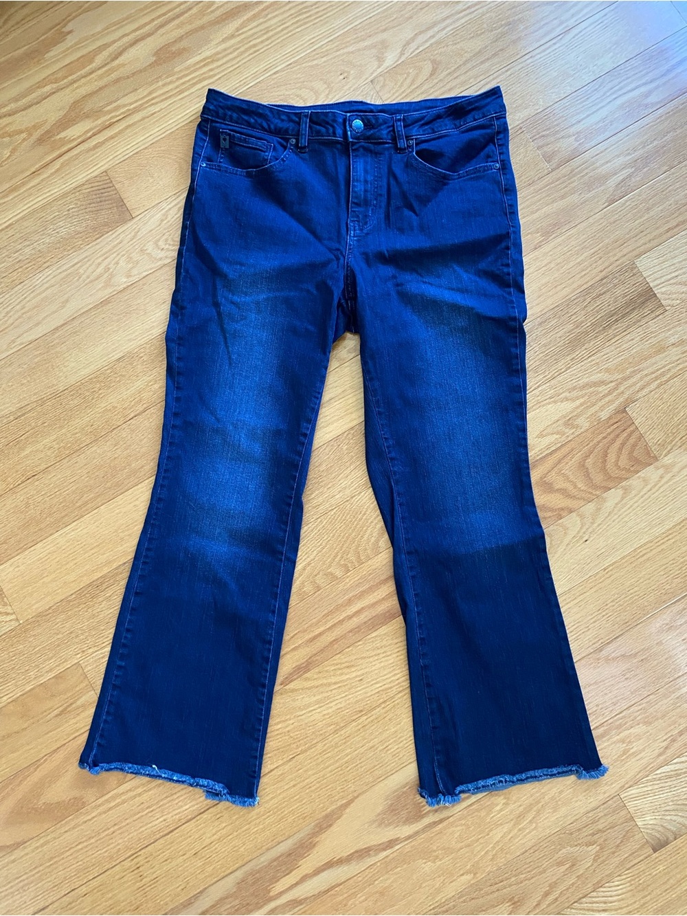 Belle by Kim Gravel Women's Pants Sz 12 TripleLuxe Denim
Ankle Flare Blue NWOT